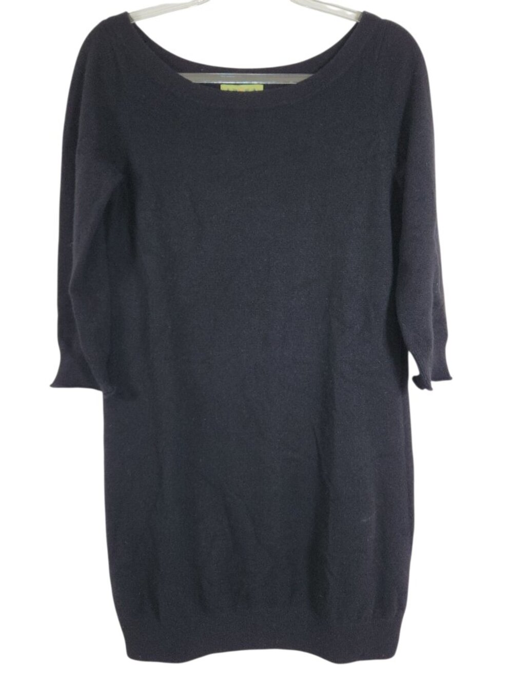 Y2K Juicy Couture Sweater Dress 100% Cashmere Black 3/4 Sleeves Soft Cozy Size L